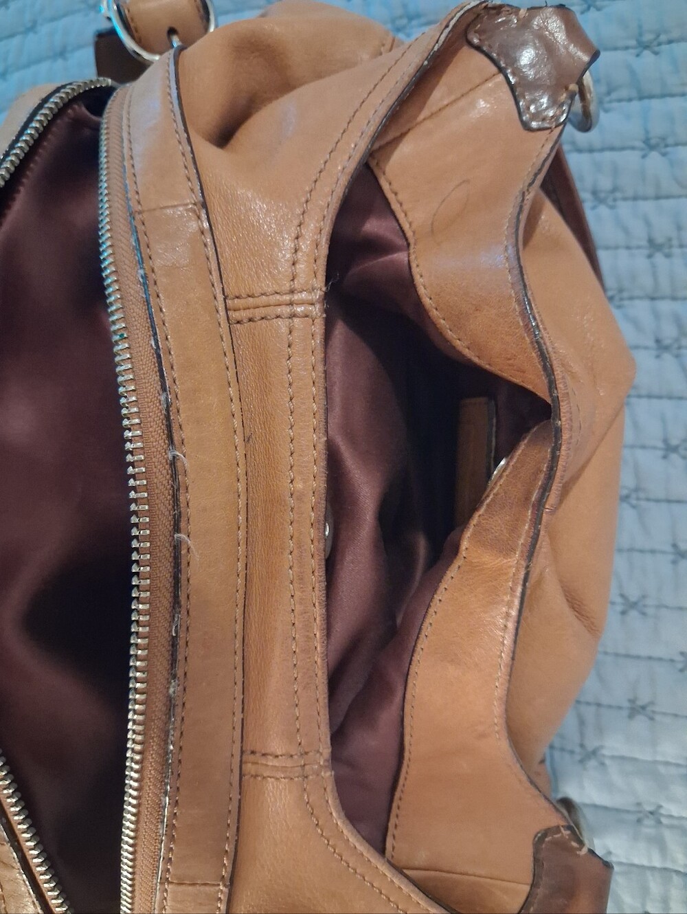 Coach Tan Leather Shoulder Bag - Classic Women's Hobo Silver Hardware - Picture 11 of 16